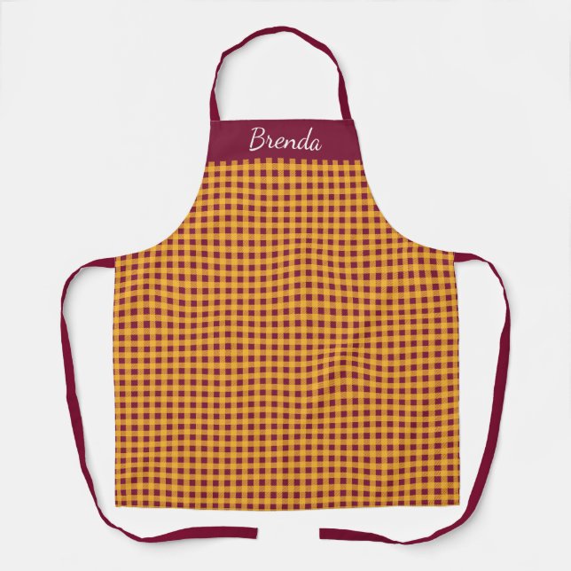 Klassische Burgund und Gelbe Individuelle Name Sch Schürze (Vorderseite)