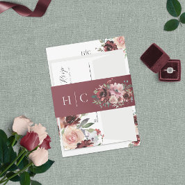 Klassische Burgundy Blush Rose & Peony Einladungsbanderole
