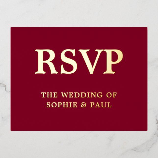 Klassische Burgundy Song Choice Foil RSVP Card Folie Einladungspostkarte (Vorderseite)