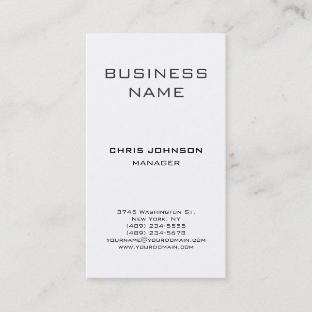 Klassische Business Card für den White Manager Visitenkarte (Vorderseite)