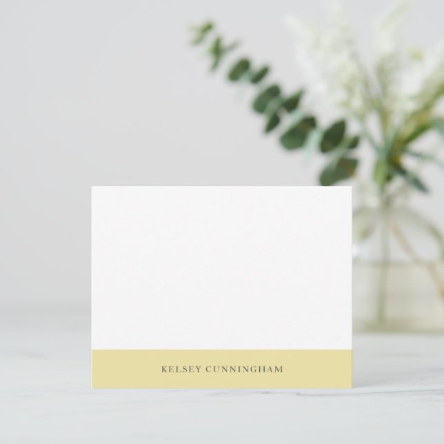 Klassische Buttercreme-Gelbe Farbe Blockname Flat Mitteilungskarte (Stehend Vorderseite)