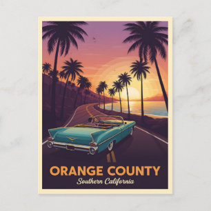 Klassische Cabrio-Kreuzfahrt durch orangefarbenen  Postkarte