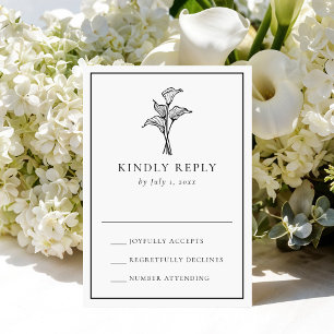 Klassische Calla-Lilien-Hochzeit RSVP Karte