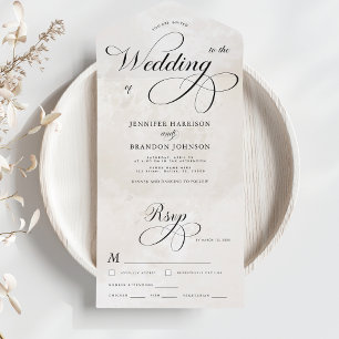 Klassische Calligraphie Marmor Klasse Elegant Hoch All In One Einladung
