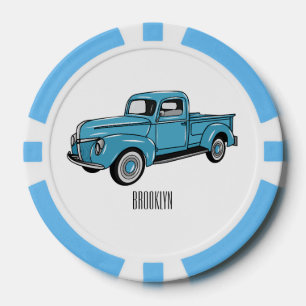 Klassische Cartoon-Illustration eines Pick-up-Truc Pokerchips
