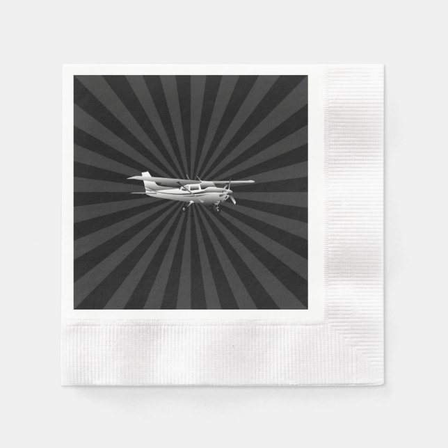 Klassische Cessna Silhouette Sunburst Serviette (Vorderseite)