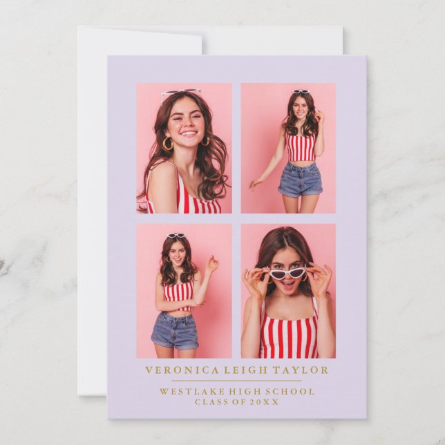 KLASSISCHE CHIC FOTO COLLAGE ABSCHLUSS-ANKÜNDIGUNG EINLADUNG (Vorderseite)