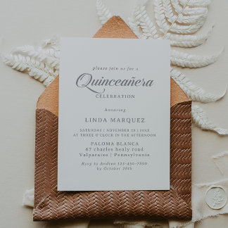 Klassische Chic Kalligrafie Quinceañera Einladung