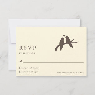 Klassische Chic Vögel Elfenbein Formale Hochzeits- RSVP Karte