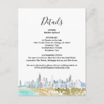 Klassische Chicago-Skyline-Aquarell-Details Karte