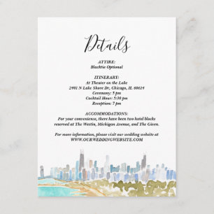 Klassische Chicago-Skyline-Aquarell-Details Karte