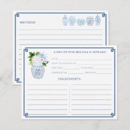 Klassische chinesische Blue-White-Vase-Rezept-Kart Einladung