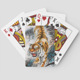 Klassische chinesische Sumi-e-Tiger-Malerei Vintag Spielkarten