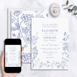 Klassische Chinoiserie Blaue Viktorianische Blumen Einladung<br><div class="desc">Es gibt nichts anderes als unsere klassische Chinoiserie Blue Viktorianisch Floral Wedding Einladung, um Ihre Hochzeit zu gestalten. Unsere exquisit designte blaue viktorianische Blüteneinladung verbindet handgezeichnete Charaktere von lebhaften Bienen und zarten Schmetterlingen, eingebettet auf üppigen Blume im Garten. Machen Sie Ihren Tag ganz besonders, indem Sie die Hochzeitsdetails mit modernem...</div>