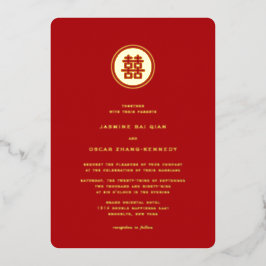 Klassische Circle Double Happiness Chinese Wedding Folieneinladung