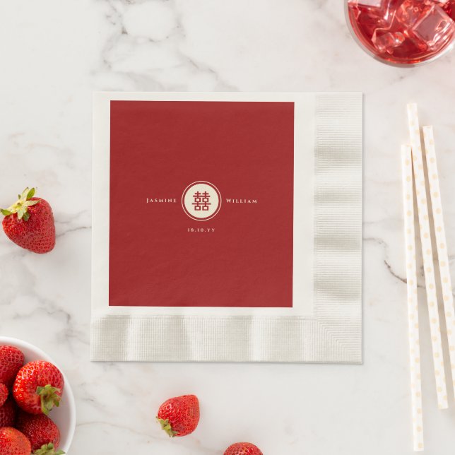 Klassische Circle Double Happiness Chinese Wedding Serviette (Beispiel)