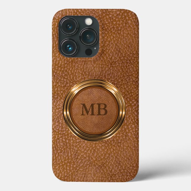 Klassische Coole Männerlederleder-Monogramm Case-Mate iPhone Hülle (Rückseite)