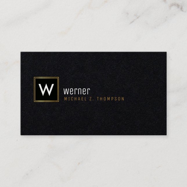 Klassische Corporate-Monogramm auf schwarzer Prämi Visitenkarte (Vorderseite)