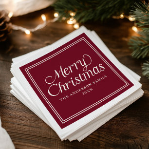 Klassische Cranberry mit doppelter Grenze Frohe We Serviette