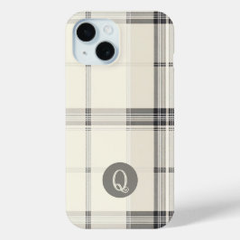 Klassische Creme und graue Karierte Monogram Phone Case-Mate iPhone Hülle