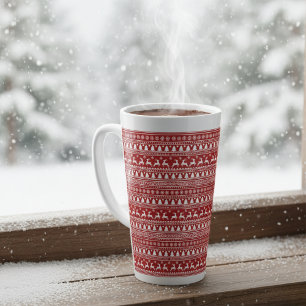 Klassische Cristmas Rentierschneeflocken Rot und W Milchtasse