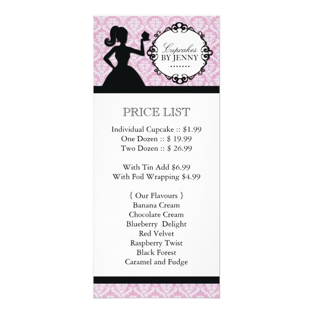 Klassische Cupcake Silhouette Rack Card Werbekarte (Vorne)