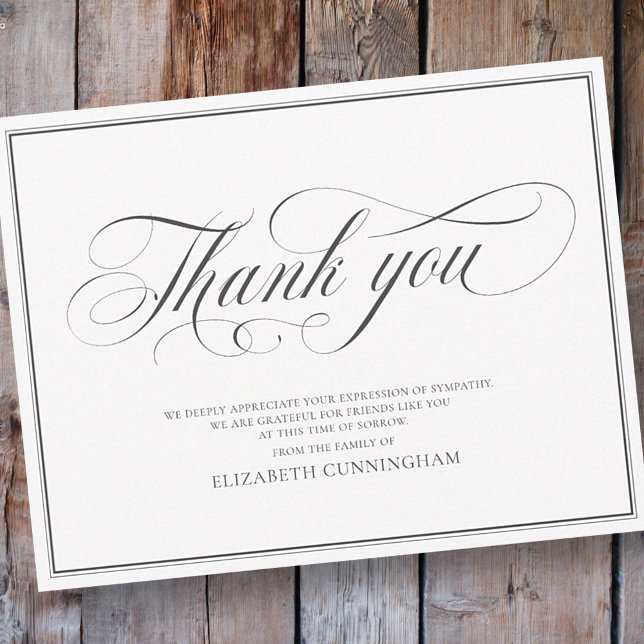 Klassische Cursive Script Calligrafy Frame Memoria Dankeskarte (Von Creator hochgeladen)