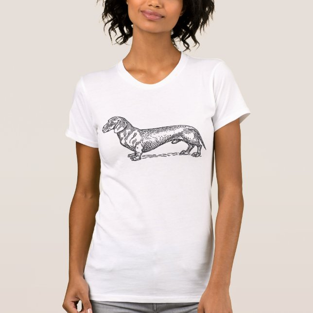 Klassische Dackel - Schwarzes (Frauen) T-Shirt (Vorderseite)