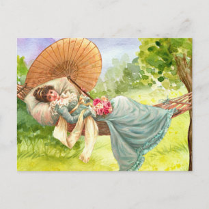 Klassische Damen Damen Feinmalerei Poster Postkarte