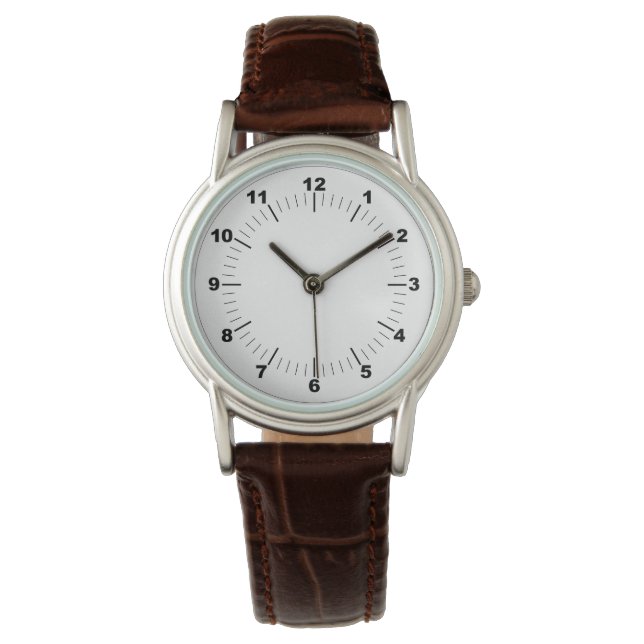 Klassische Damenuhr mit braunem Lederarmband Armbanduhr (Vorderseite)