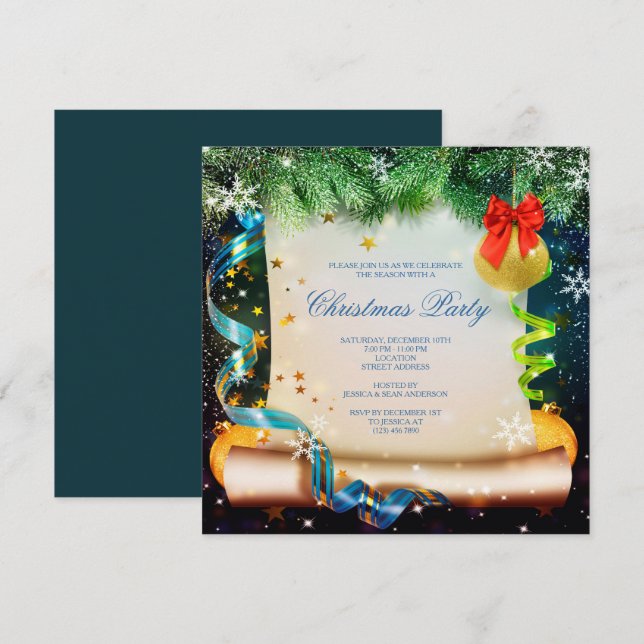 Klassische Decorative Weihnachtscroll Weihnachten Einladung (Vorne/Hinten)