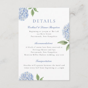 Klassische Details des Blue Hydrangea, kleine Begleitkarte