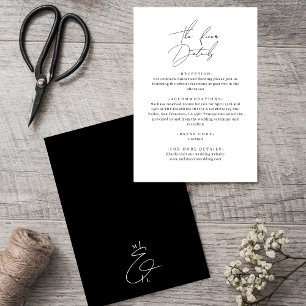 Klassische Details zu Schwarz-Weiß-Hochzeiten Begleitkarte
