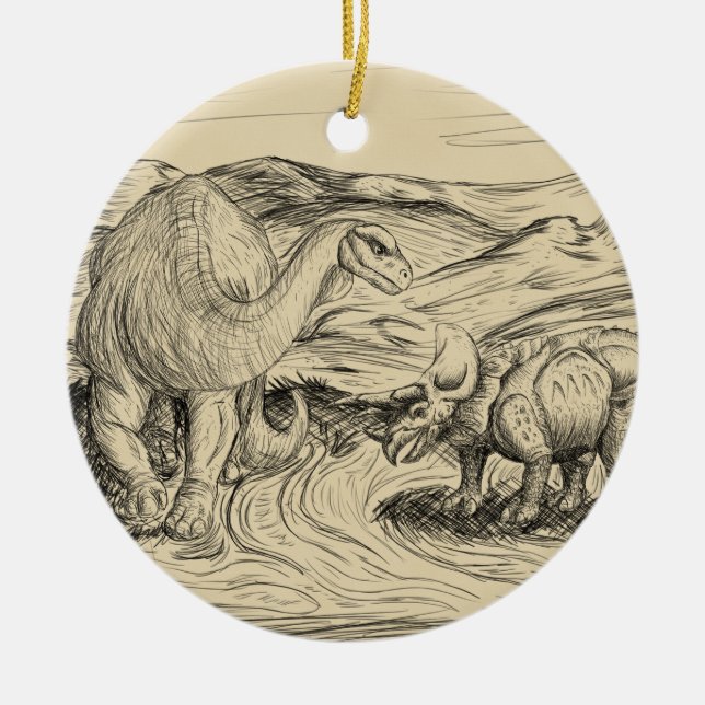 Klassische Dinosaurier Keramik Ornament (Vorne)
