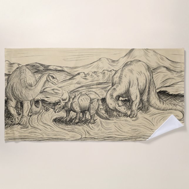 Klassische Dinosaurier Strandtuch (Vorderseite)