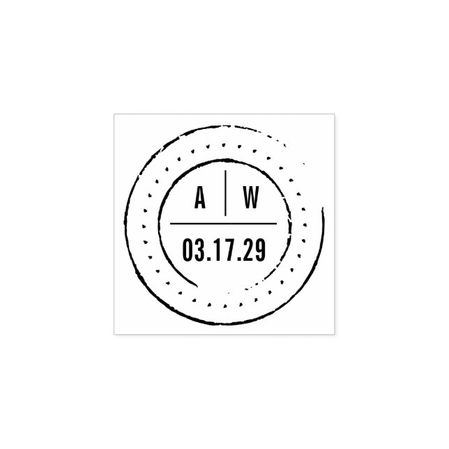 Klassische Doppelmonogramm-Runden Hochzeit Gummistempel (Prägung)
