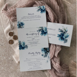 Klassische Dreifache Hochzeit der Wasserfarben Dreifach Gefaltete Einladung