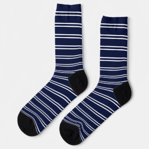 Klassische dunkelblaue und weiße Streifen Männerso Socken