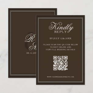 Klassische dunkelbraune Hochzeit im Stil des alten RSVP Karte