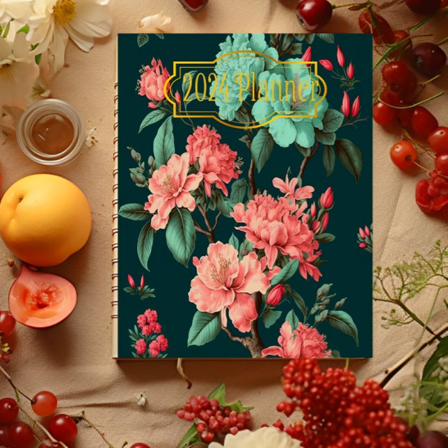 Klassische dunkle Botanicals und blaue und rosa Fl Planer (Von Creator hochgeladen)