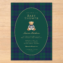 Klassische dunkle karierte Baby Shower Acryl-Einla