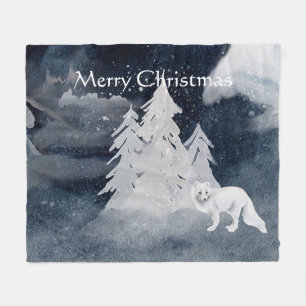 Klassische dunkle Winterszene mit Fuchs Weihnachte Fleecedecke
