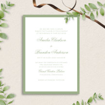Klassische Echte Salbeigrüne Rand Schrift Hochzeit