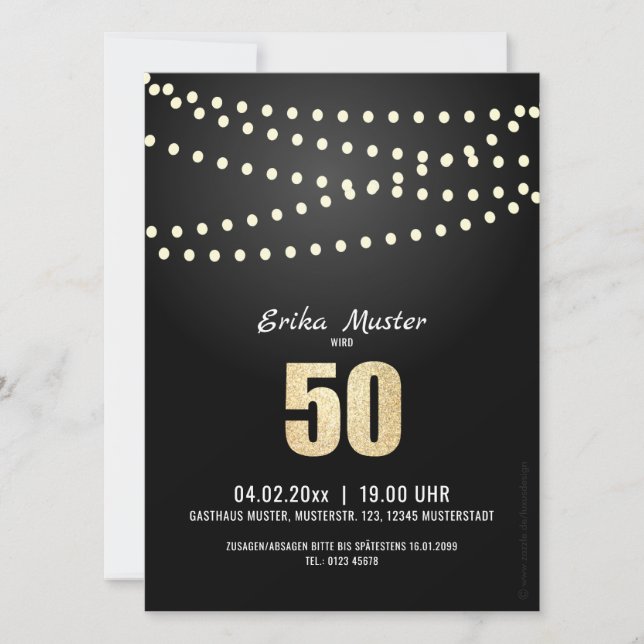 Klassische & edle Einladung 50. Geburtstag (Vorderseite)