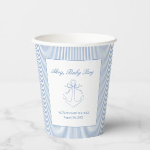 Klassische einfache Ahoy Baby Boy Nautical-Party Pappbecher