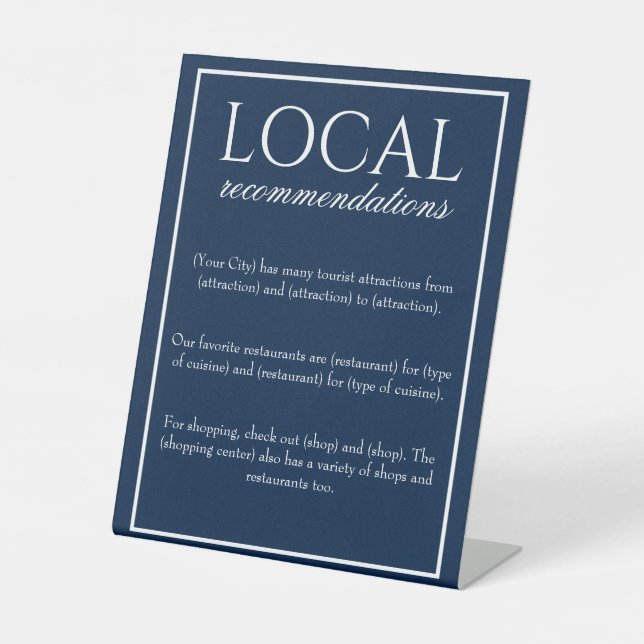 Klassische einfache blaue lokale Empfehlungen unte Sockelschild (Vorderseite)