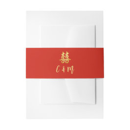 Klassische, einfache chinesische Hochzeit doppelte Einladungsbanderole