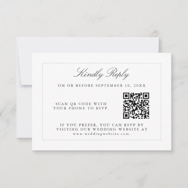 Klassische einfache Elegance Hochzeit RSVP mit QR- (Vorderseite)
