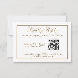 Klassische einfache Elegance Hochzeit RSVP mit QR- Karte