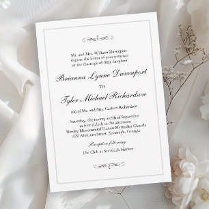 Klassische einfache elegante Hochzeit Einladung